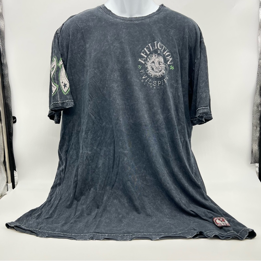 Affliction Gray Short Sleeve Tee with Vintage Texture
